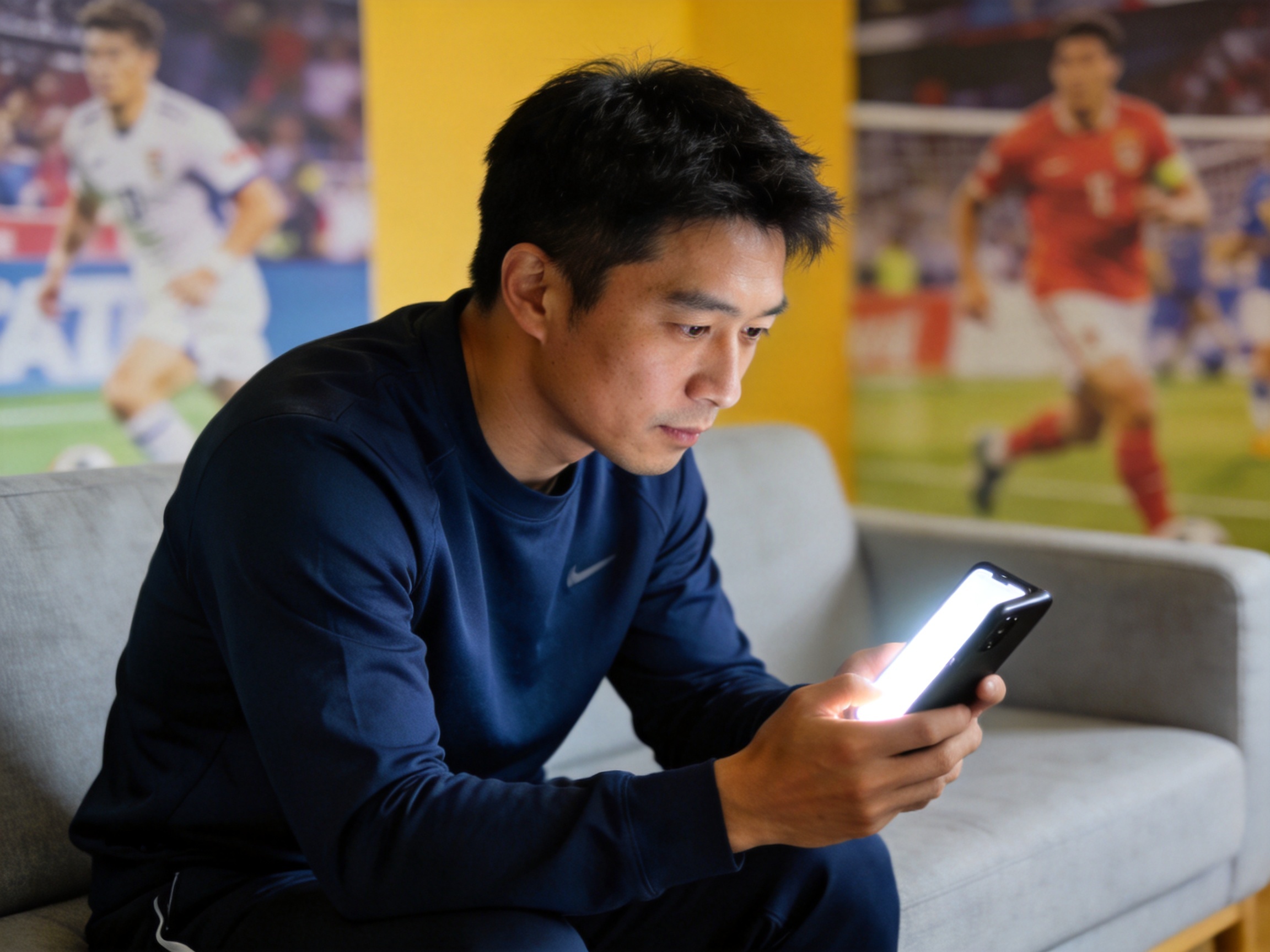 阅读指南模块配图：体育爱好者使用手机查看赛事内容，用于说明 VSport 在移动端的阅读方式